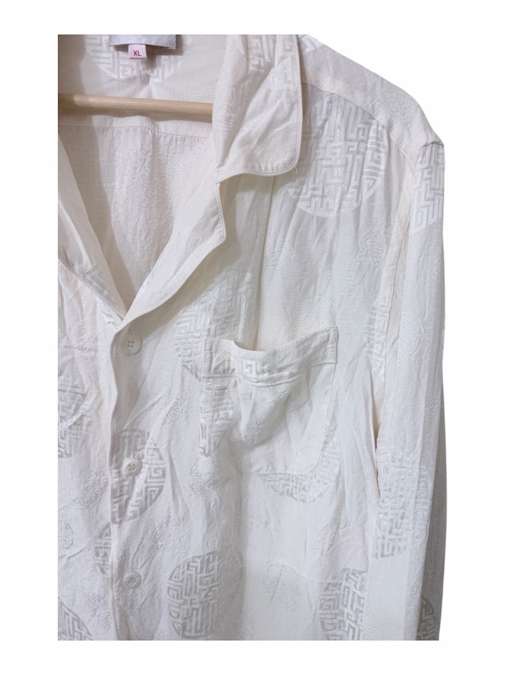 Vintage Artistic Palace Chinese Silk Blouse XL